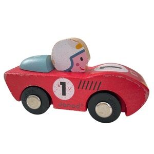 Janod Wooden Race Car, red